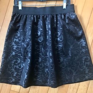Black Print A - Line Skirt